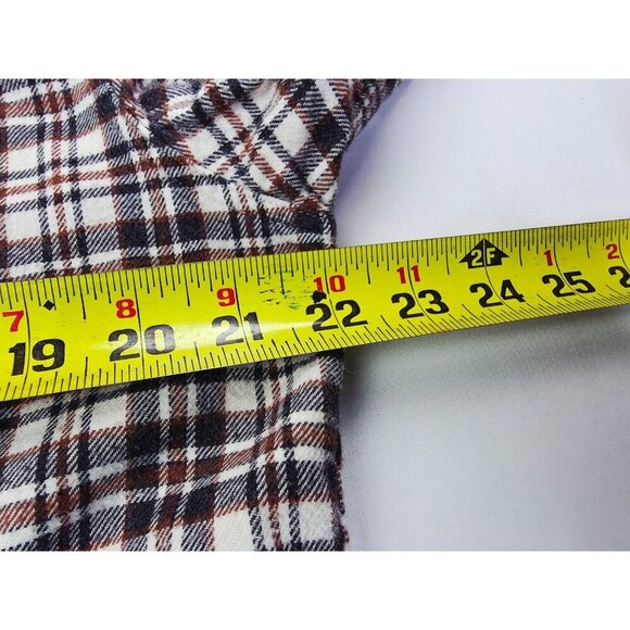 J. Crew Mercantile Size Large Mens Brown Vanilla Check Long Sleeve Flannel Shirt - Picture 2 of 9